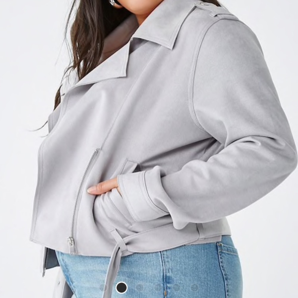 Grey Faux Suede Jacket - Picture 2 of 3